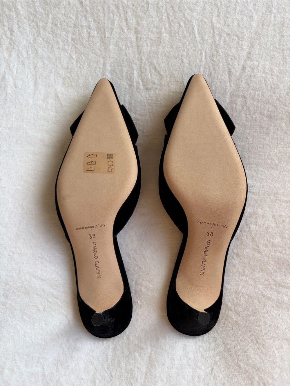 NWT Manolo Blahnik Bow Ribbon Velvet Copena Pointy Toe Kitten Heels Mules Black - Picture 8 of 9